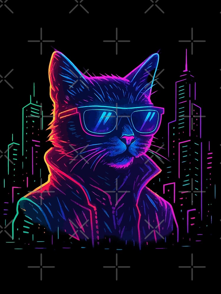 Cyberpunk Cat – Neon City Futurism by fadilow