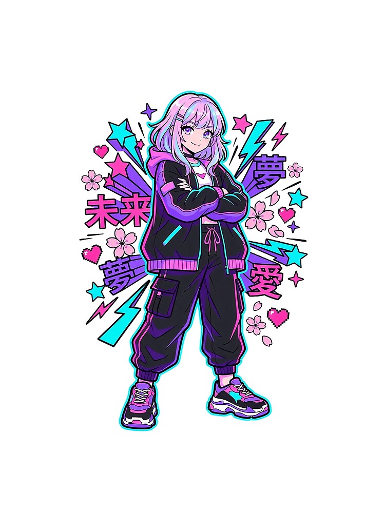 Y2K Anime Girl Streetwear Aesthetic by Sovira Studio