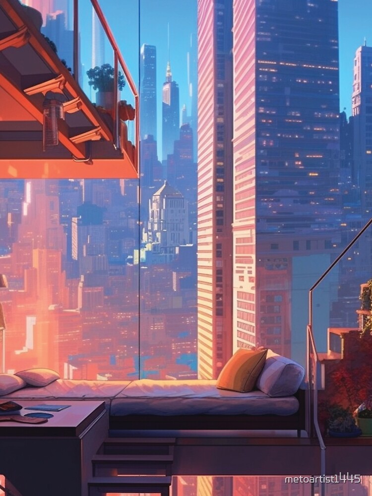 Futuristic City view from bedroom by metoartist1445