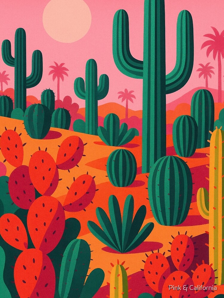 Cactus Fiesta – Exotic Desert under a Pink Sky by Pink & California