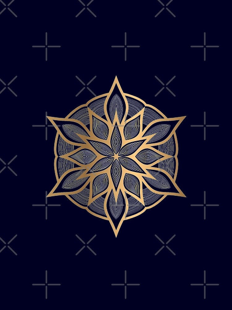 Ethnic Golden Lotus Flower Mandala by S Cube Design