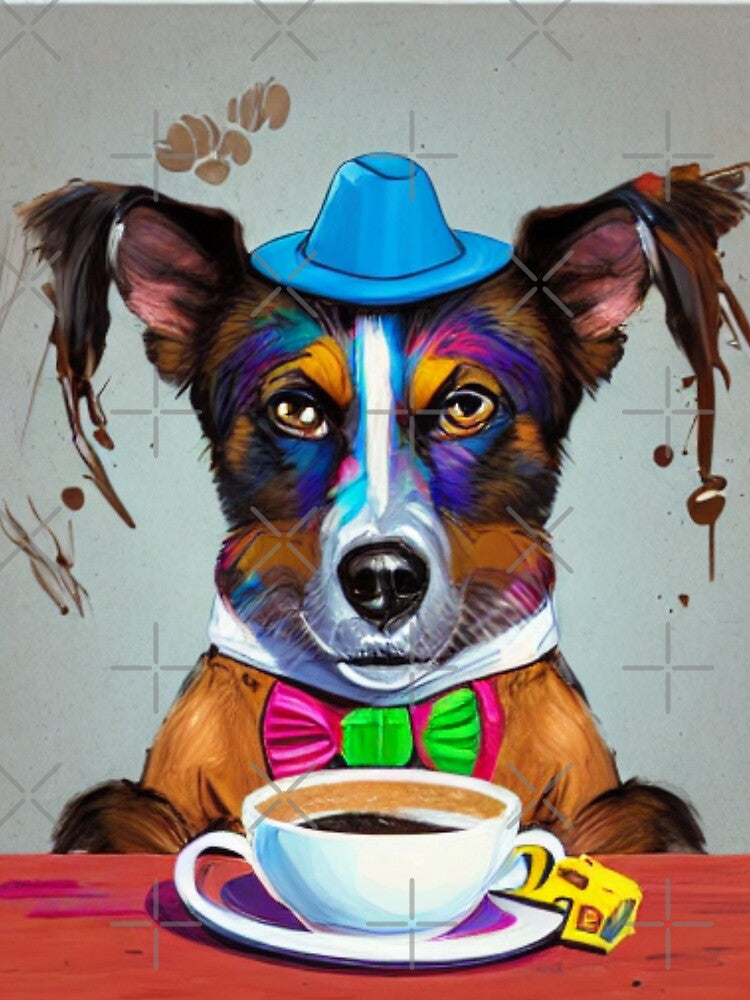 A Cartoon Dog's Morning Pick-Me-Up - A Cartoon Dog's Love for Coffee by WBP Mart