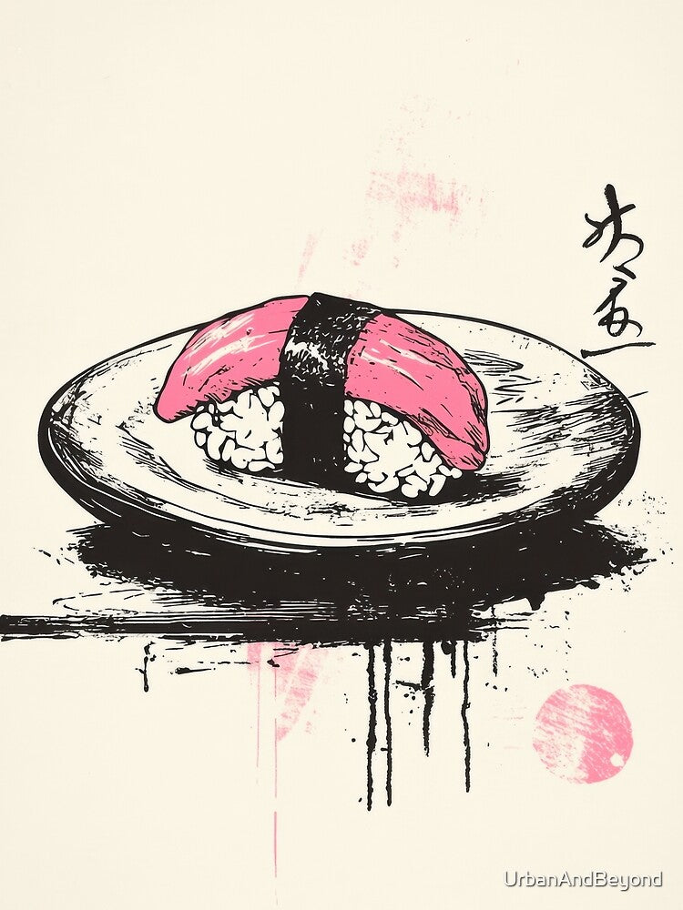 Tokyo Vibes: Minimalist Japanese Wall Art - Nigiri Sushi by UrbanAndBeyond