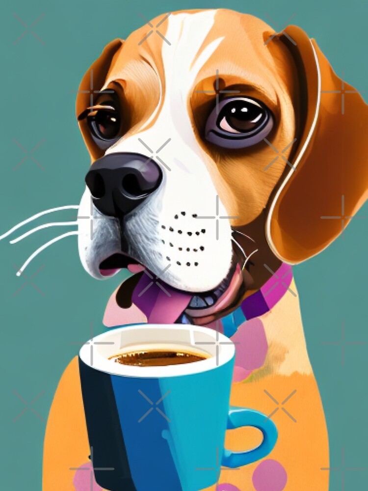 A Dog's Love for the Perfect Cup of Joe -  A Cartoon Dog's Morning Pick-Me-Up by WBP Mart