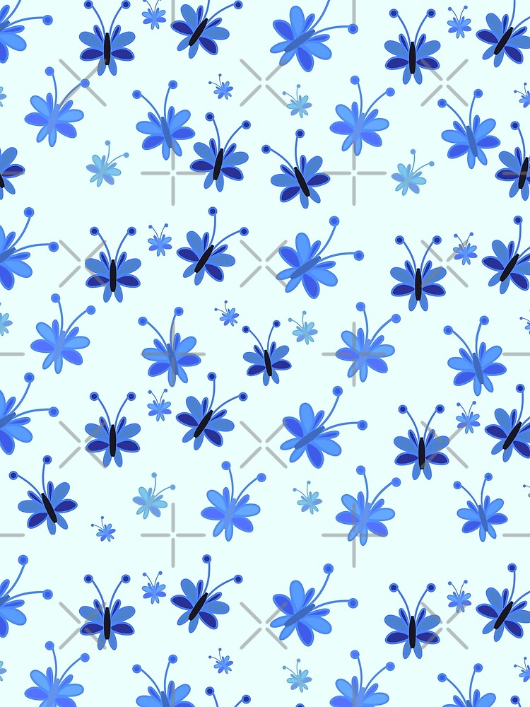 Blue hand drawn doodle butterflies by astraeanm