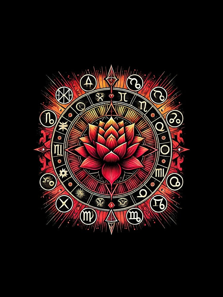 Zodiac Mandala Lotus Meditation T-Shirt by My-Honey-Money