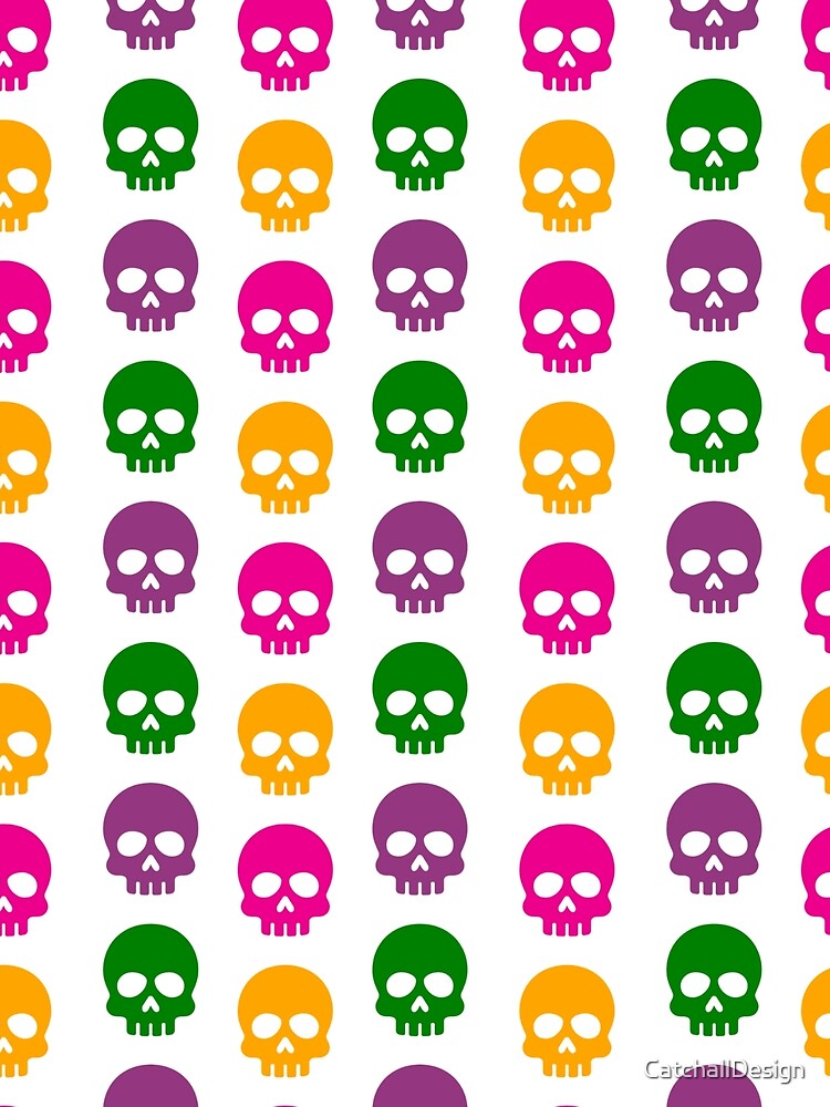 Neon Skulls: Bright Halloween Skull Pattern by CatchallDesign