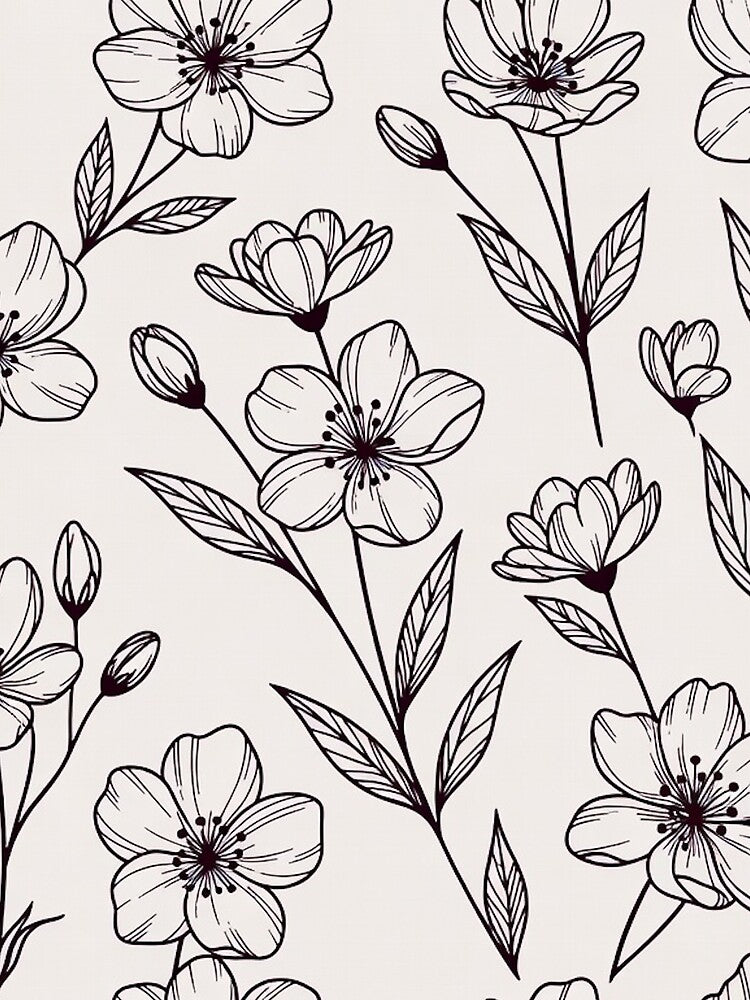 Hand-Drawn Black and White Floral by IntelliMindDesigns