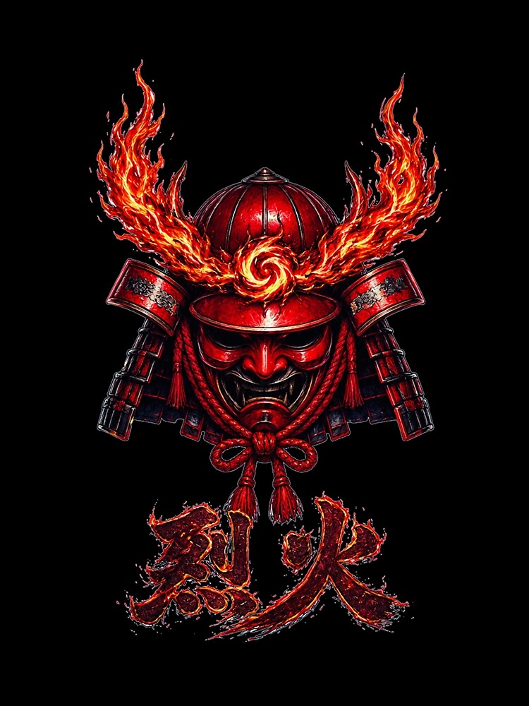 Raging Fire Samurai Helmet - Rekka Japanese Flame Kabuto Design by Kurekou Lab