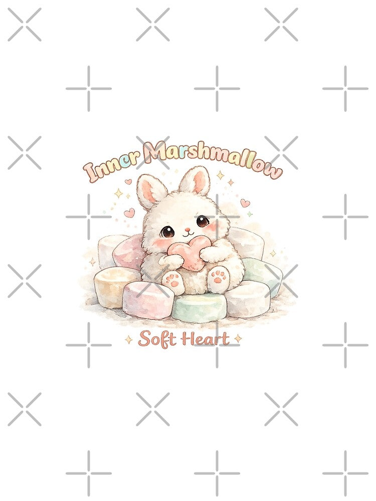 Inner Marshmallow Bunny Soft Heart Watercolor Aesthetic Cute Design by StickyDelights