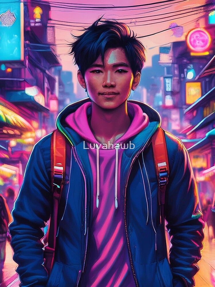 Cyberpunk Neon City Anime Aesthetic – Futuristic Streetwear Urban Art by Luvahawb