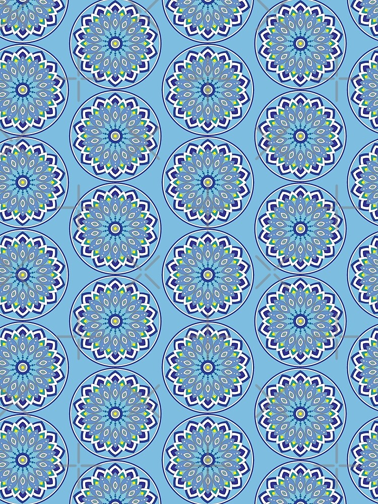 Blue Go Team! Mandala - Geometric Forms - Blue, Yellow, Green by Loving Nature Gifts
