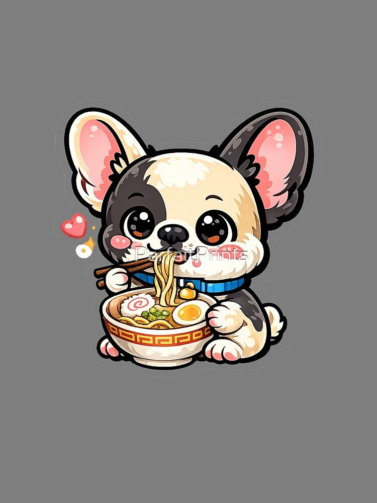 French Bulldog Eating Ramen – Cute Food Lover Dog Design for Frenchie Fans by ParfaitPrints
