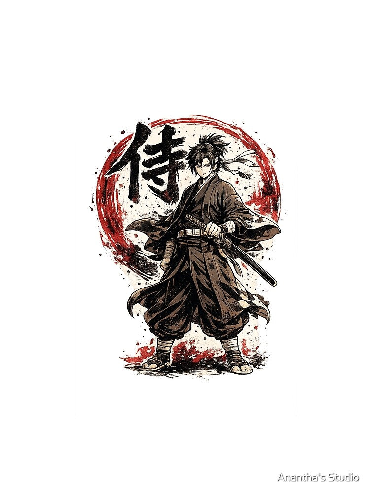 Heroic Anime Swordsman Kanji by Anantha's Studio