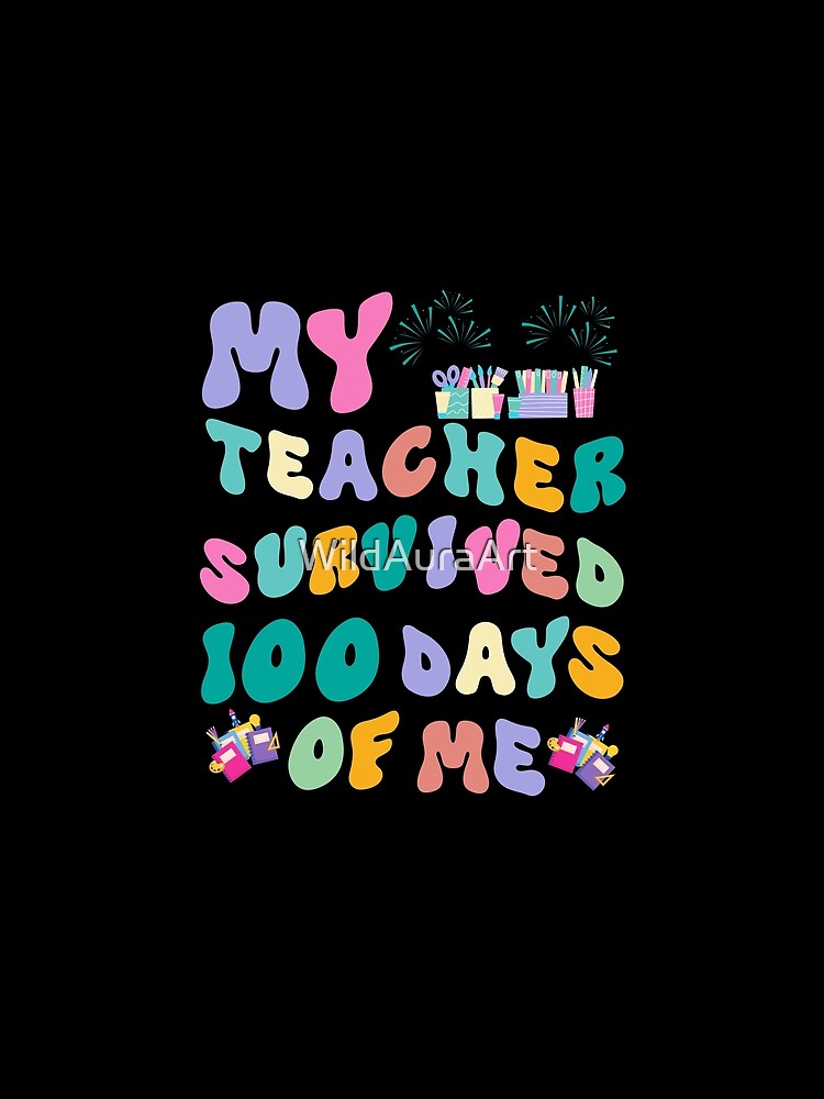 100th Day Of School Teacher Survived 100 Days Smarter Retro Matching by WildAuraArt