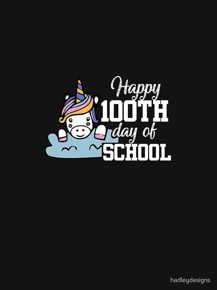 Happy 100th Day of School unicorn for Teacher Students Kids 2 by hadleydesigns