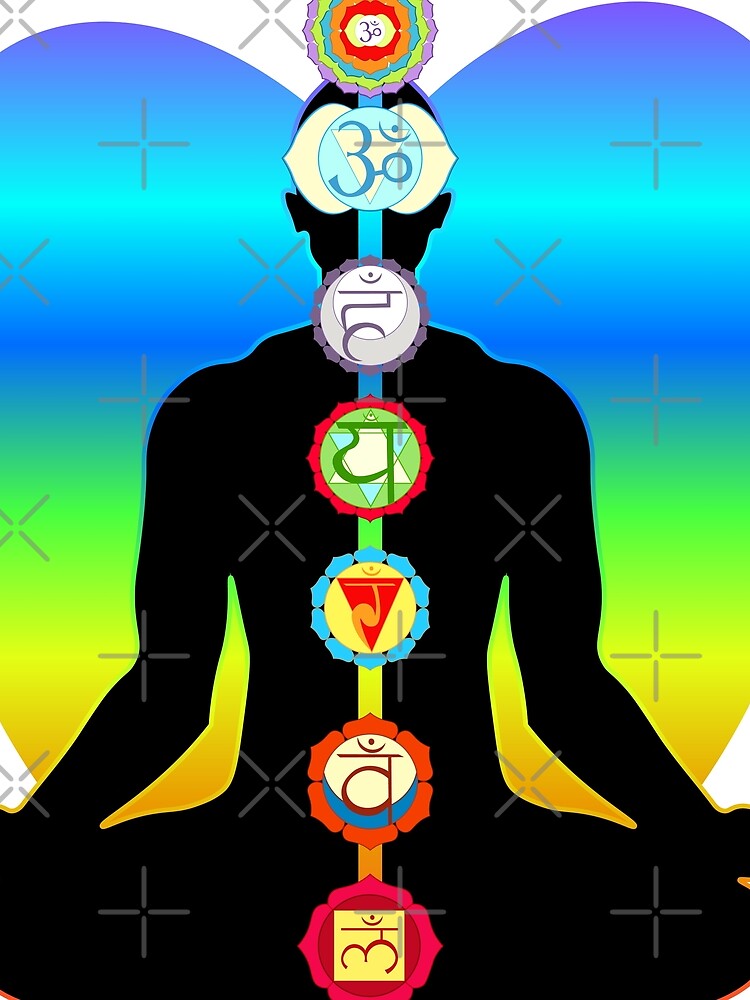 meditation yoga man with chakras by OrPolly