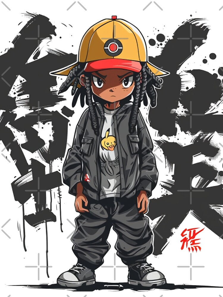 Cute Anime Chibi Rapper, Japanese Kanji Streetwear: Anime Chibi's Collection by OtherVisions