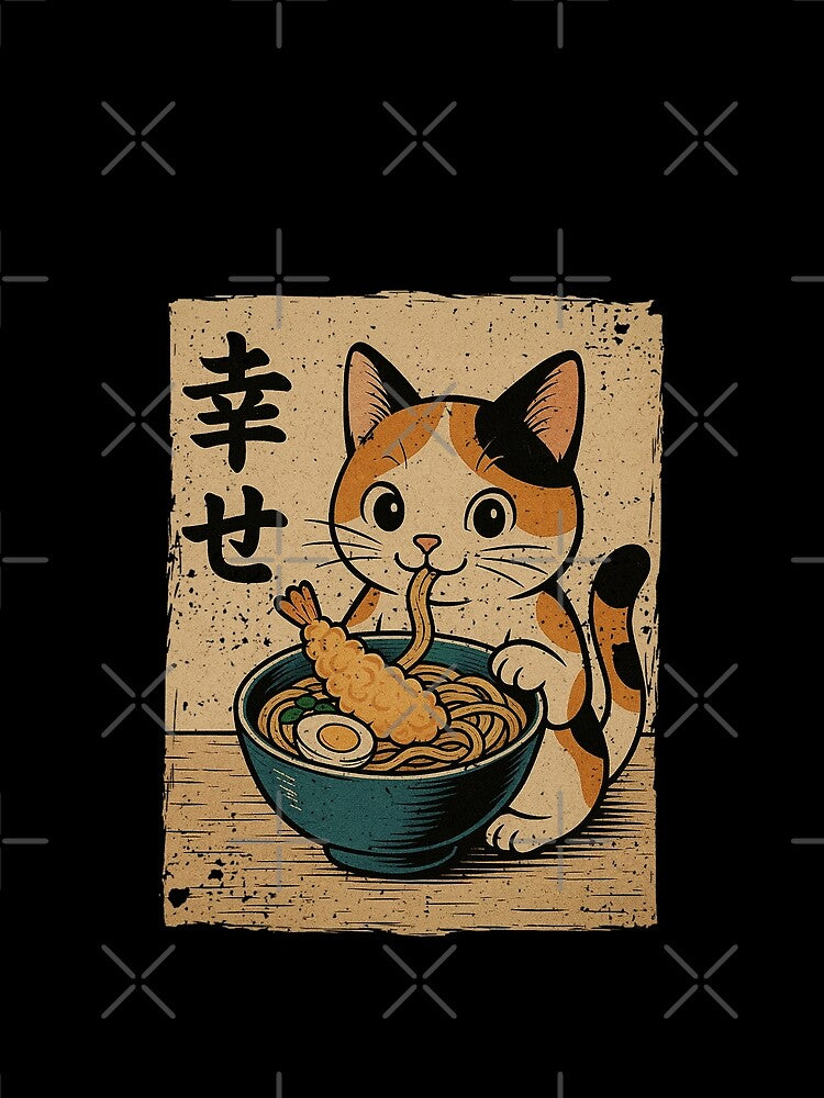 Calico Cat Ramen – Vintage Japanese Retro Style with Tempura by Damcoc