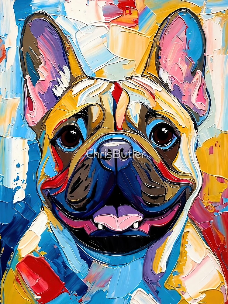 Happy French Bulldog Pop Art Portrait by ChrisButler