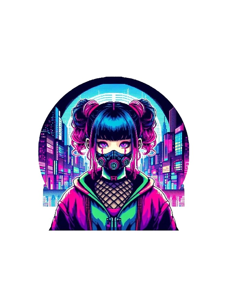 Cyberpunk girl neon vaporwave by DakaPixelArt