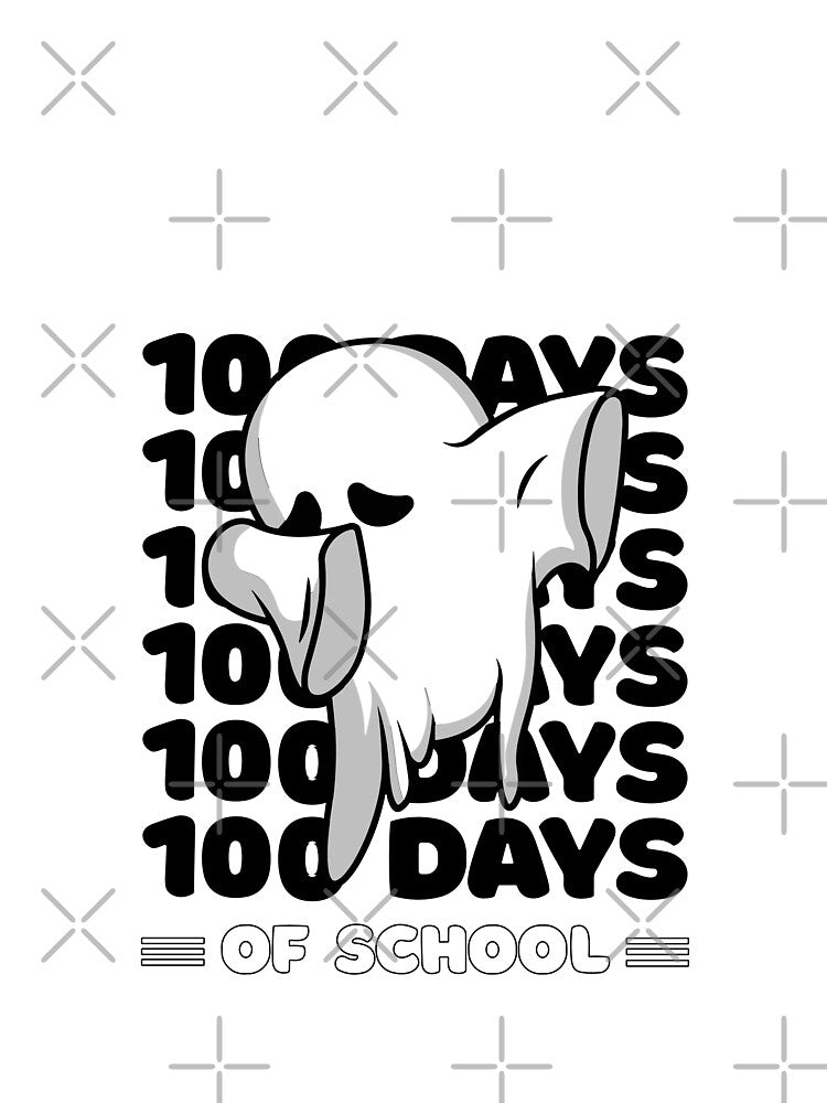 100 Days of school typography featuring a Cute Dabbing ghost #3 by XYDstore