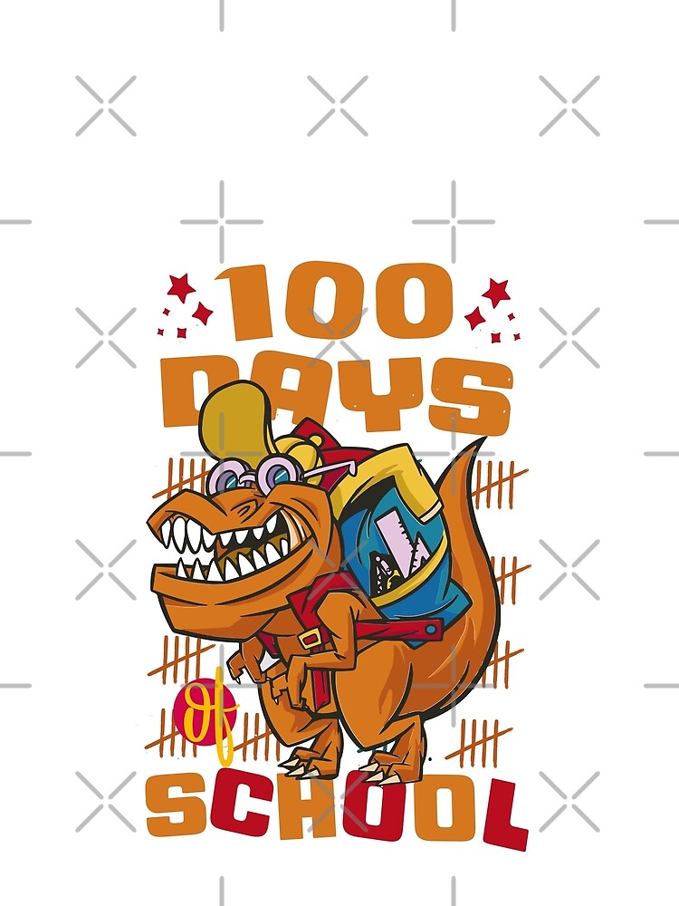 100 Days of school featuring a T-rex dino with bacpack #2 by XYDstore