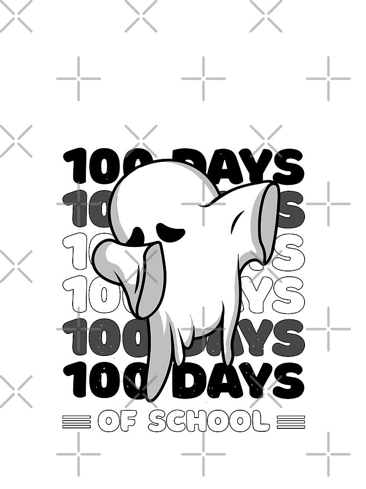 100 Days of school typography featuring a Cute Dabbing ghost #4 by XYDstore