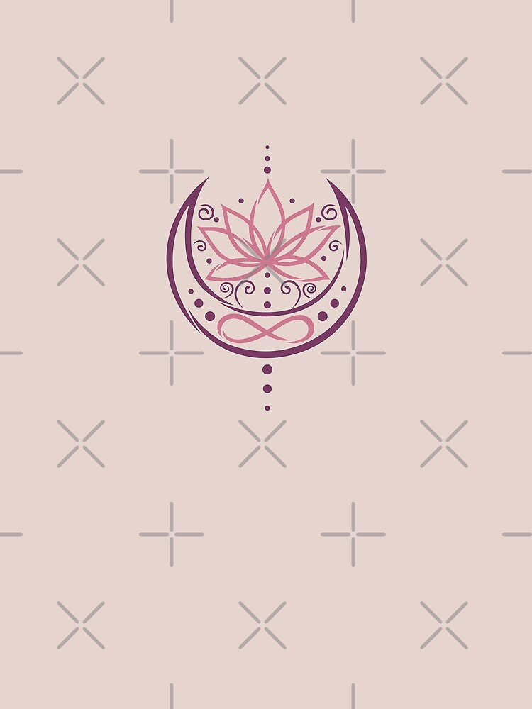Lotus flower with moon – yoga symbol by Christine Krahl