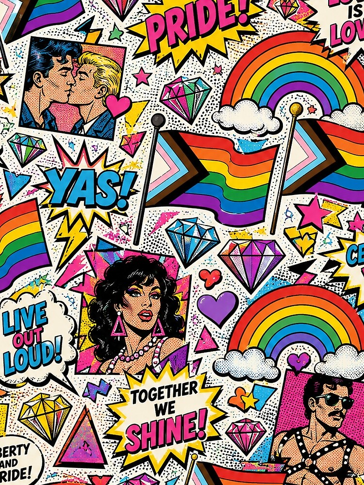 Busy Campy Cartoon Pride Comic Pattern by BeJolley