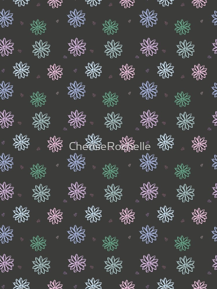 Flower scribble pattern 2- blues and greens by Cherise Rochelle