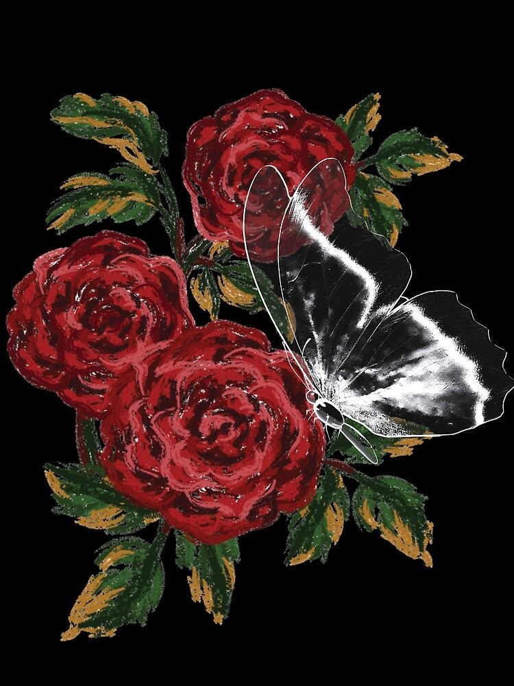 Rose & Butterfly black by MiyahDesign