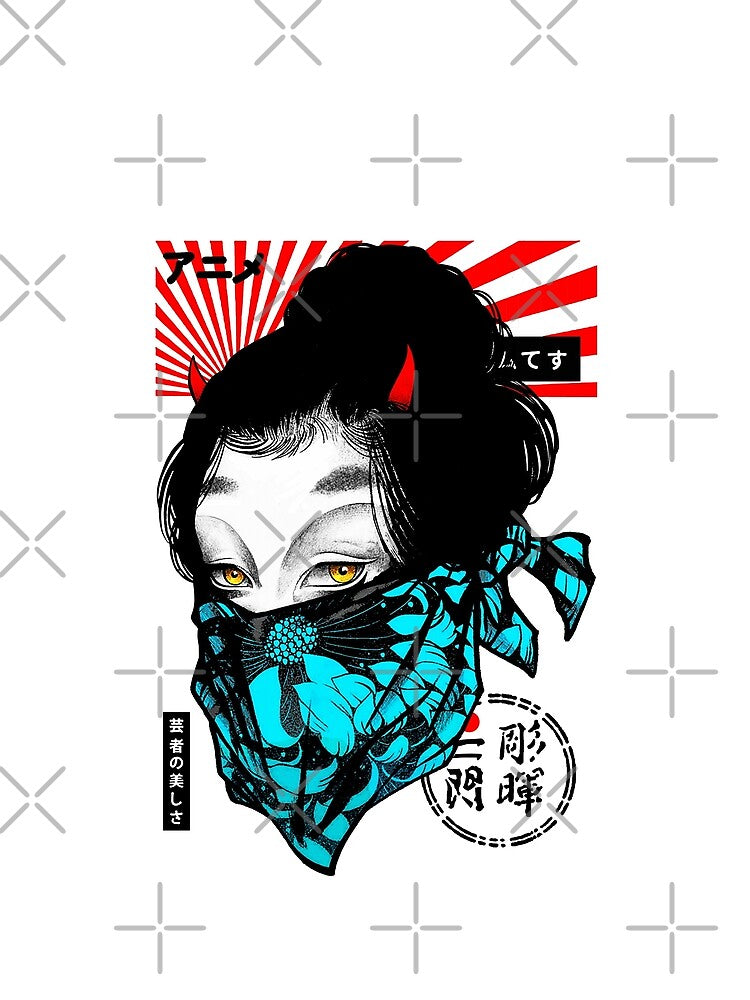 Japanese Giesha Samurai Vaporwave Cyberpunk Style by OWLvision33