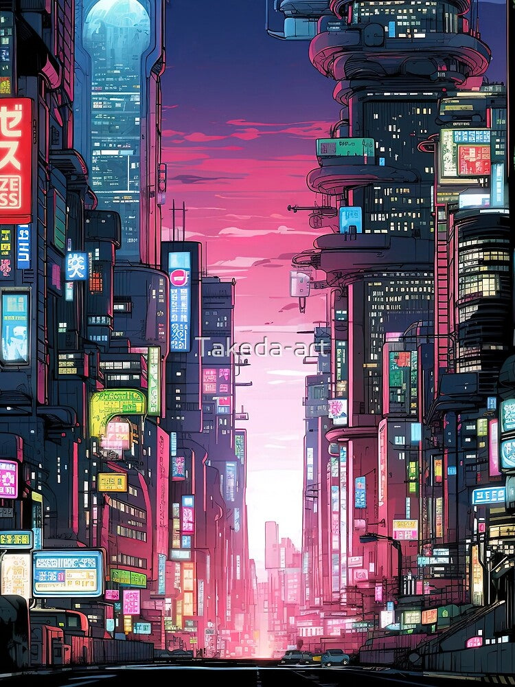 Cyberpunk Tokyo Street Neon by Takeda-art