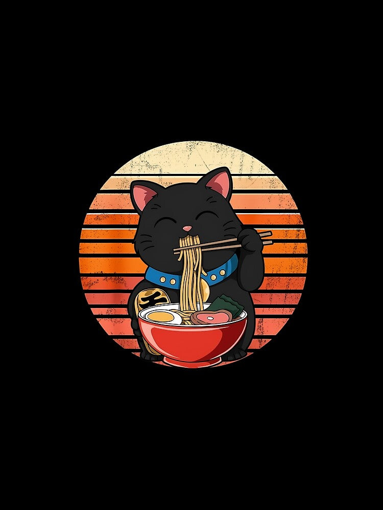 Lucky Ramen Cat Sunset T-Shirt by LashondaGreen89