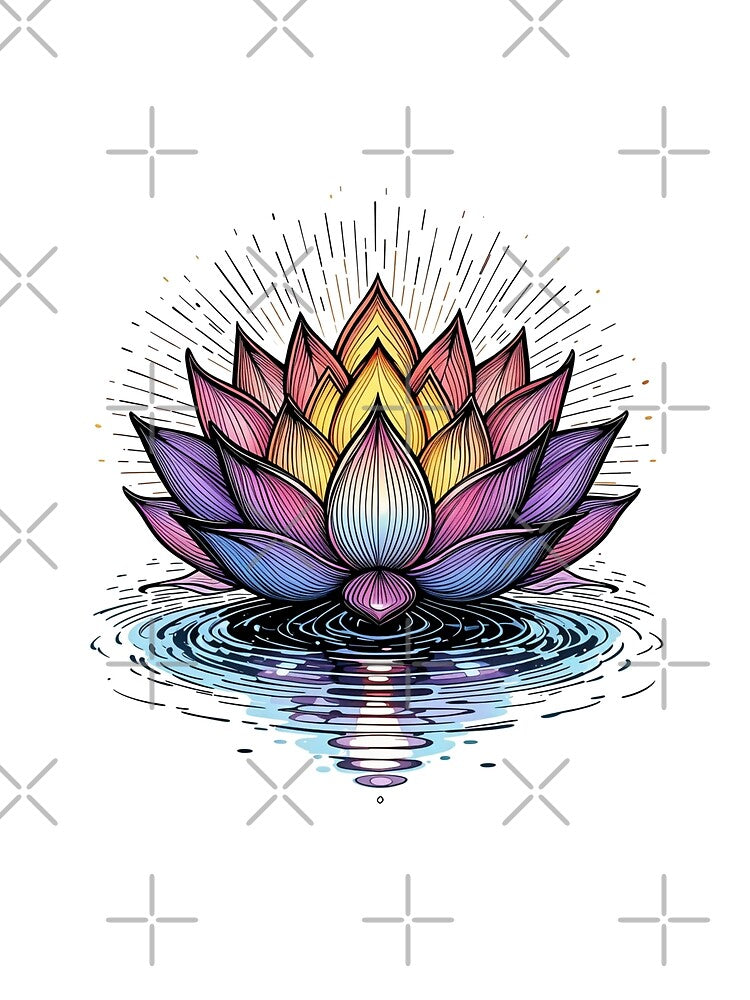 Colorful Lotus Flower - Zen and Spiritual Design for Home Decor, Meditation, Fashion and Inspirational Accessories by latelierdechris