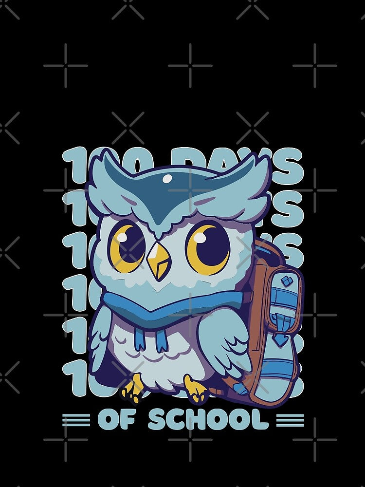 100 days of school typography featuring a Cute owl with a bagpack #3 by XYDstore