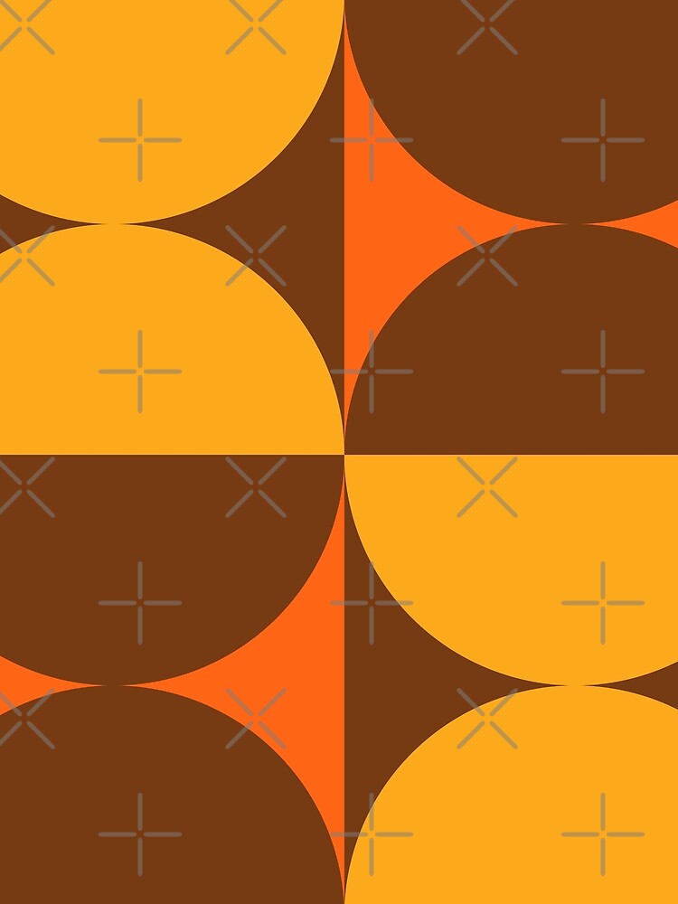 Retro Geometric Pattern Mid Mod Autumn Orange Yellow and Brown by tonymagnerart
