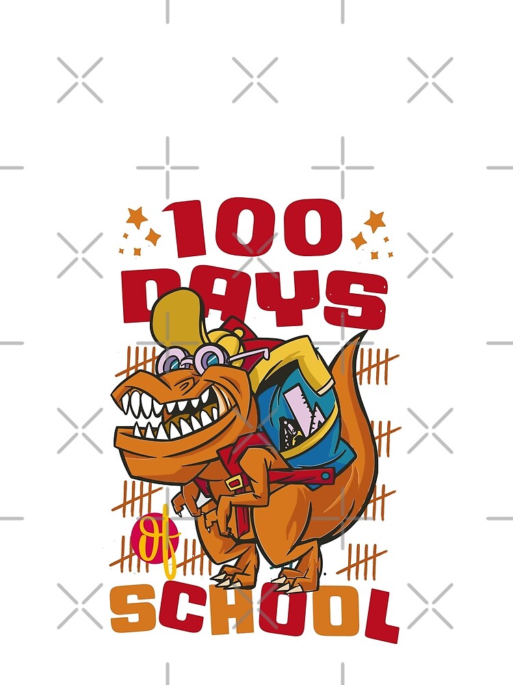 100 Days of school featuring a T-rex dino with bacpack #3 by XYDstore