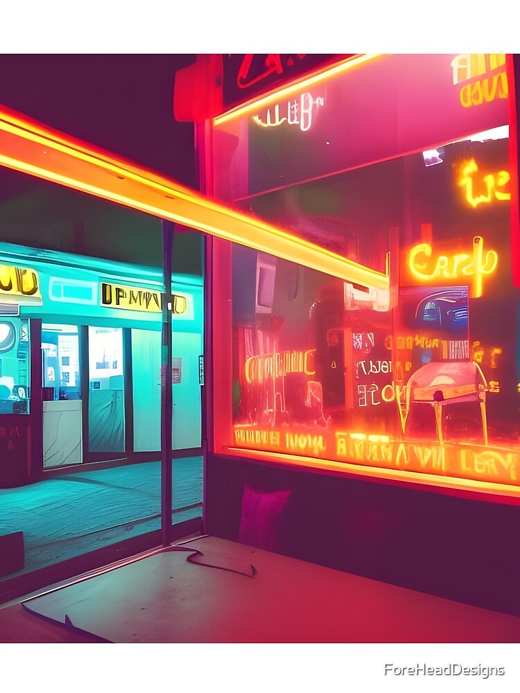Empty Bar in a Neon Street | Cyberpunk by ForeHeadDesigns