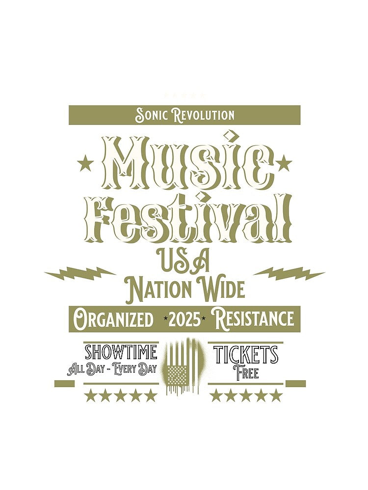 Music Festival 2025 "Sonic Revolution" USA - Vintage American Flag Graffiti Concert Poster design by NSB-Design