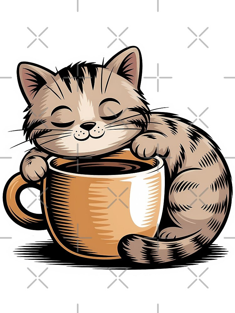 Tabby Cat Dad Fuel Coffee Sticker | Funny Morning Cat Art by GiftsForge