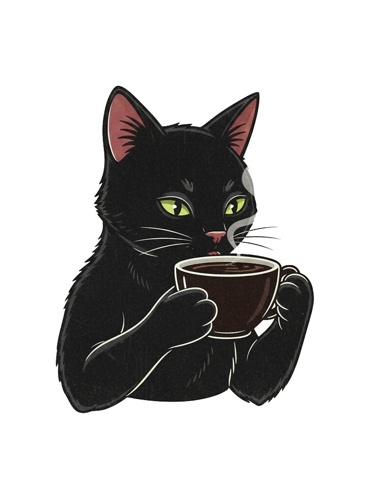 Mystical Black Cat Coffee T-Shirt | Gothic Cat Morning Mood Caffeine Fix Gift by BeanNTee