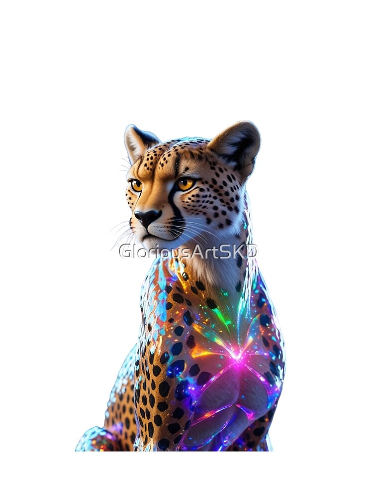 "Glowing Futuristic Cheetah – Radiant Wildlife Art with Neon Spark Effects" by GloriousArtSKD