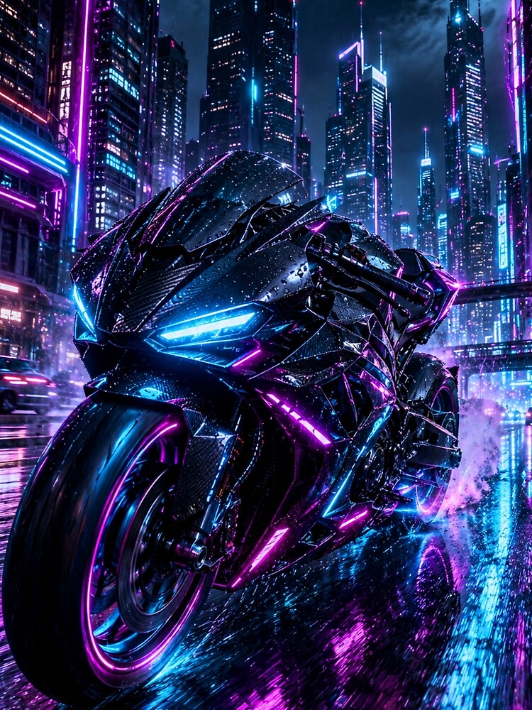 Cyberpunk Neon Motorcycle Night City by Gold&pixels