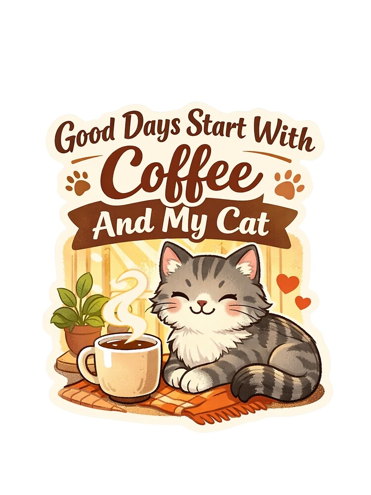 Good Days Start With Coffee And My Cat – Cozy Cat Lover Morning Design by Falconwolf
