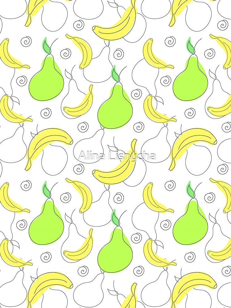 Pear and banana summer pattern by Alina Lisnycha