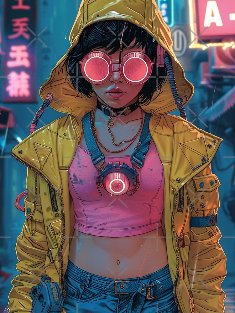 Cyberpunk Neon Girl in Futuristic City by LunartCode
