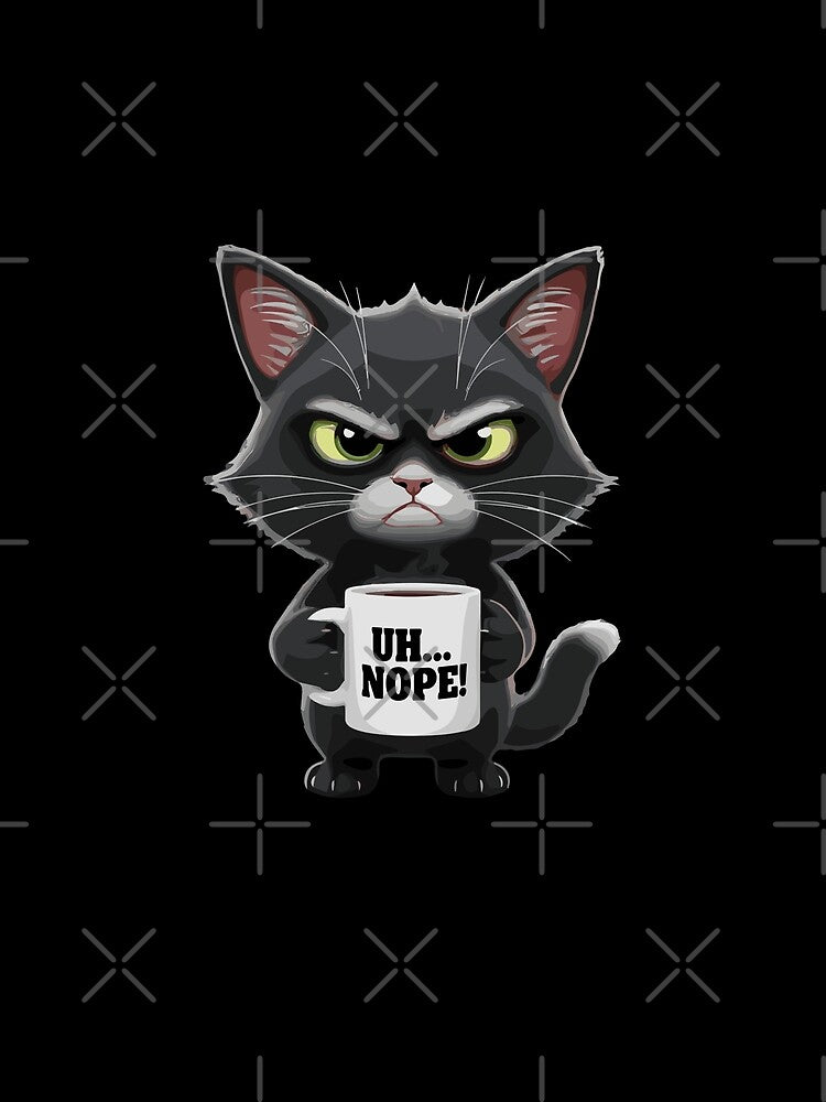 Uh... Nope! Grumpy Cat Coffee Drinker Feline Humor by SofiBlair