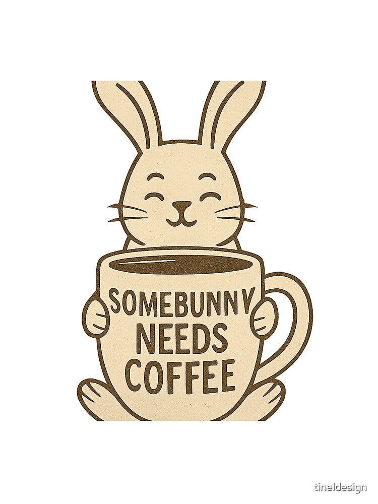 Somebunny Needs Coffee - Cute Bunny Espresso Lover by tineldesign